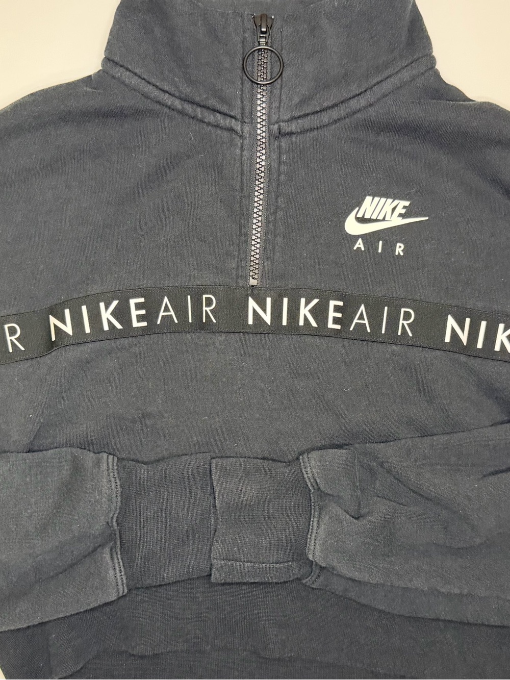 Nike Air Men's Quarter-Zip Sweater - Black with White Logo